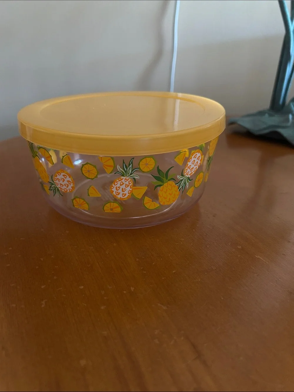 Yellow Pineapple Plastic Storage Bowl with Lid